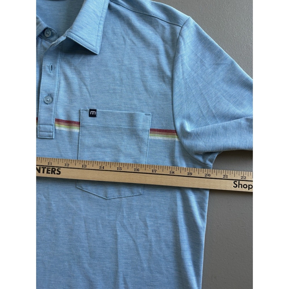 Travis Mathew Cabana Chest Stripe Polo Shirt Size Medium Heritage Blue Golf - Picture 6 of 12